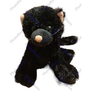 Gantz Webkinz Shimmery Black Cat Green Eyes Long Tail Soft Plush Stuffed Animal